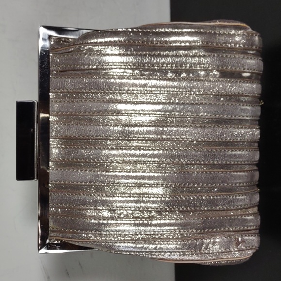 Annabel Ingall Platinum Lame` Leather Convertible Clutch Bag - Picture 5 of 8